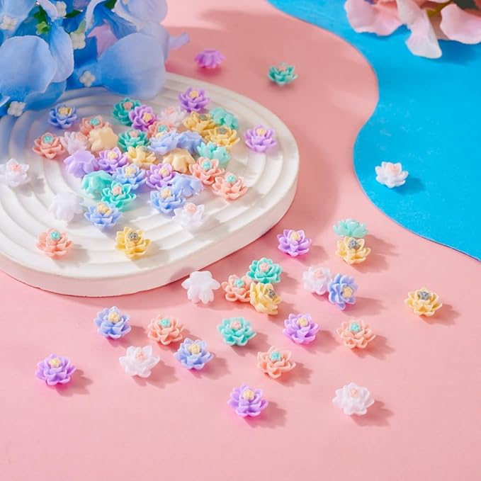 120Pcs Flower Nail Charms 3D Flower Resin Nail Art Charms Flat Back Flower Nail Art Decoration for Manicure