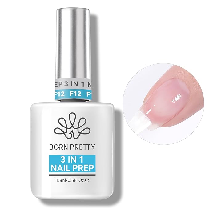 BORN PRETTY 15ML Nail Dehydrator and Nail-Primer,3-in-1 Nourishing Prep for Nails Glue Acrylic & Gel Nails,Fast Dry Superior Bonding Agent Supplies Professional Salons