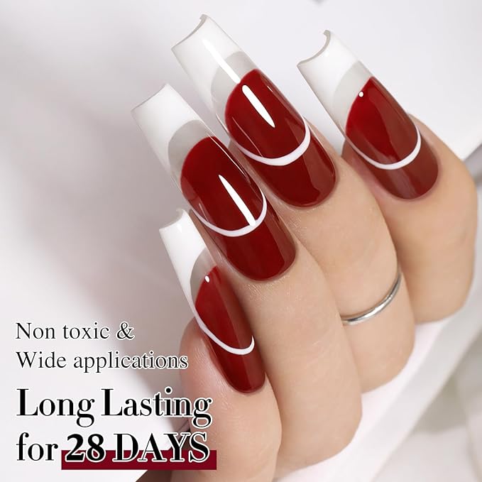 Double Rhythm Gel Polish 15ML Jelly Sheer Pastel Light Milky Color Pearl White Bottle 1 PC 0.5 OZ Full Size Nail Art Salon at Home (Pale Burgundy-D1486)