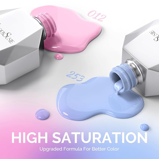 MelodySusie Thick Gel Nail Polish Set- 2 Pcs 15ML BabyPink & Blue Gel Polish Set Soak Off UV LED Pink Gel Polish Christmas Gift for Women Nail Art Manicure Salon DIY Nail Design Decoration at Home