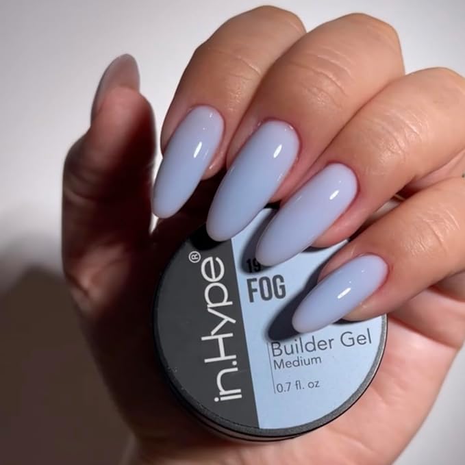 IN.HYPE UV/LED Professional Hard/Builder Gel for Nail Extension/Strengthening/Overlays File Off Blue Fog #19