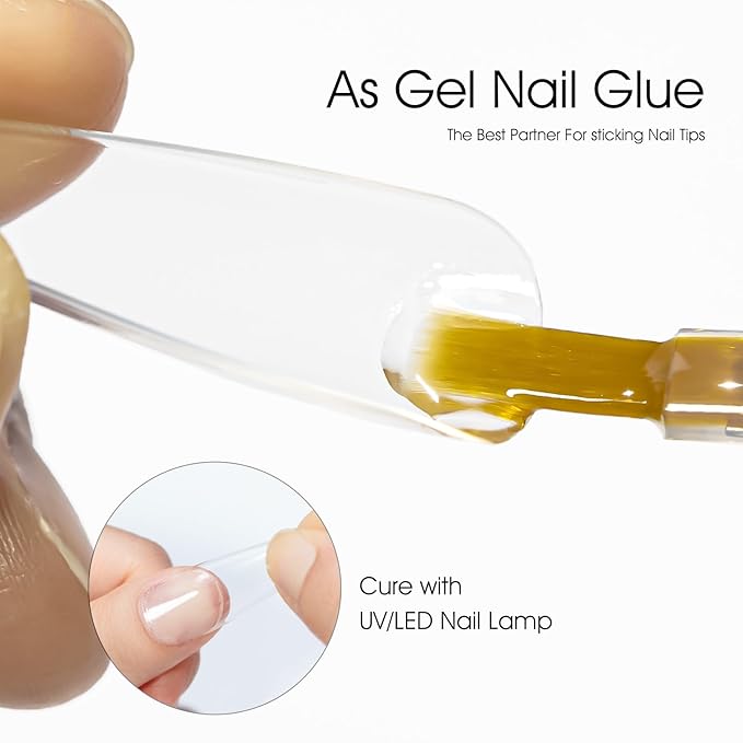 CANNI 2Pcs Gel Nail Glue for Acrylic Nails Tips and False Nails Tips Gel Nail Polish, UV Lamp Cure