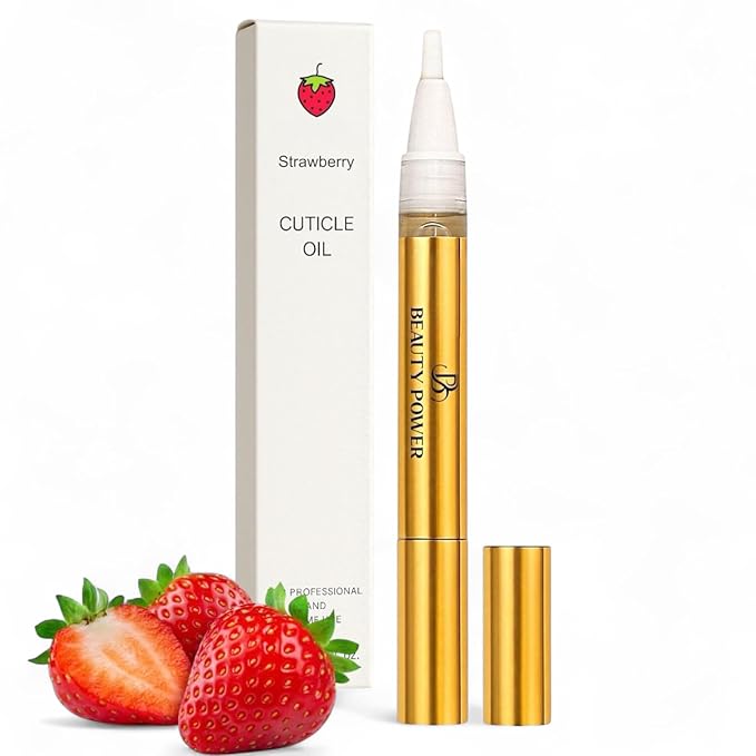 Cuticle Oil Pen - Strawberry Scent, Vitamin E Nail Strengthener and Growth Serum for Nail Care, Nourishing and Hydrating Formula for Healthier, Stronger Nails - Valentine's Gift Idea