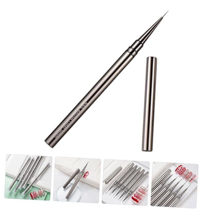 Nail Art Liner Brush Pen Precision Manicure Tool for Diy Nail Design Metal Handle for Home and Professional Use