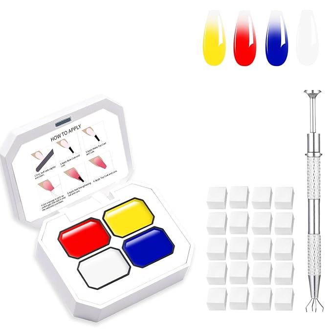 AIJIMEI Ombre Gel, Gradient Painting Gel, Ombre Gel Nail Polish, Including 100 Nail Sponges And Grabbing Pen Suitable For Salons And Family DIY(A10)