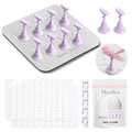 MelodySusie Nail Stand for Press Ons, Super Metal Square With Butterfly Pattern Magnetic Base for Painting Display with Brush Holder And Reusable Double-Sided Tape for Home DIY Salon Supplies