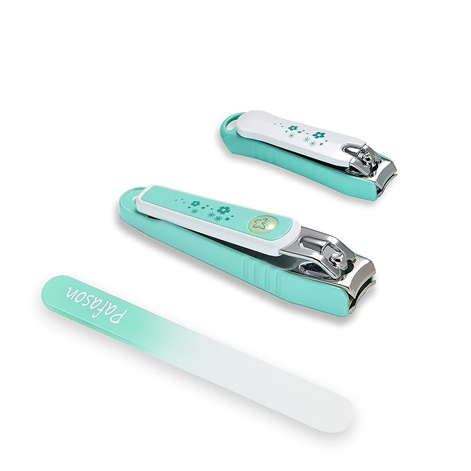 PAFASON Ultra Sharp Nail Clipper Set, 3 Pack Fingernail and Toenail Trimmer Cutter, Stainless Steel, Curved Blade, Sturdy, Nail Catcher, Nail Files for Men and Women