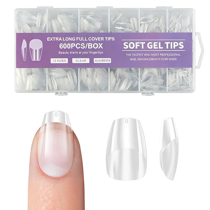 Short Coffin False Nails-12 sizes 600pcs Half matte nail extension tips kit full cover short coffin nail tip press on false nail tips kit for nails Salon Or Home DIY pre-shaped nail tips set