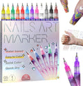 12 Colors Nail Art Pens Set, 2026 Upgraded Nail Art Markers Polish Pen Quick Dry, Acrylic Nail Art Tools for Dotting Painting Liner DIY (1 pack & 30 pcs stickers)