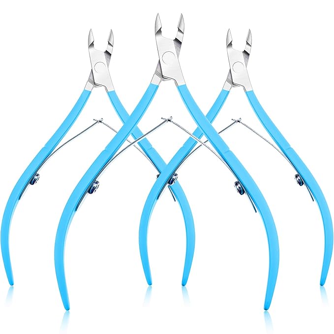 Mudder 3 Packs Cuticle Trimmer Nippers Cutter Tool Stainless Steel Nail Cuticle Scissors Remover with Pointed Blade Scissors Pedicure Manicure Tool for Fingernails and Toenails Nails Care(Blue)