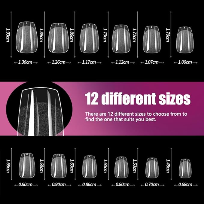 Extra Short Coffin Clear Nail Tips 600pcs Full Cover Soft Acrylic Press For Nail Kit Women Home DIY Fake Nails for Nail Extension 12 Size