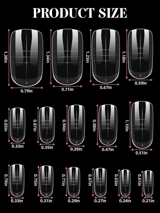 300 Pcs Toe Dual Nail Forms for Poly Extension Gel, EBANKU Toenail Dual Forms Reusable Full Cover Molds for French Tip Acrylic Toenails Pedicure for Salon & DIY at Home 15 Sizes