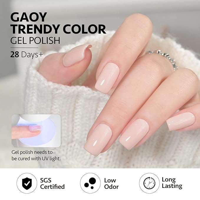 GAOY 23 Pcs Gel Nail Polish Kit, White Pink Nude Colors UV Gel Polish Set with Glossy & Matte Top Coat and Base Coat for Nail Art DIY
