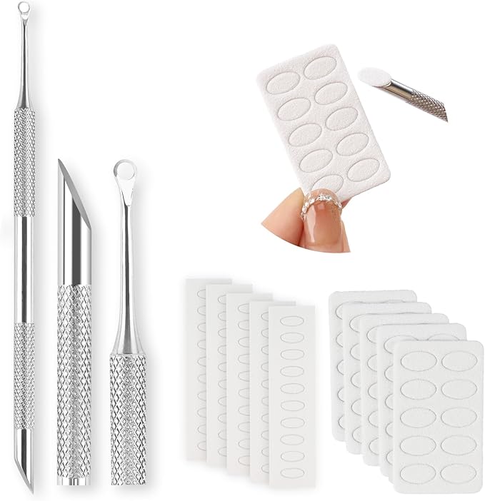 Pre-Treatment Cuticle Pusher, ASTONFOG Dual Ended Cuticle Remover Russian Prep Nail Pushers 100/180 Grit Sandpaper Sheets for Fingernails Toenails Manicure Pedicure Nail Art Care Tools