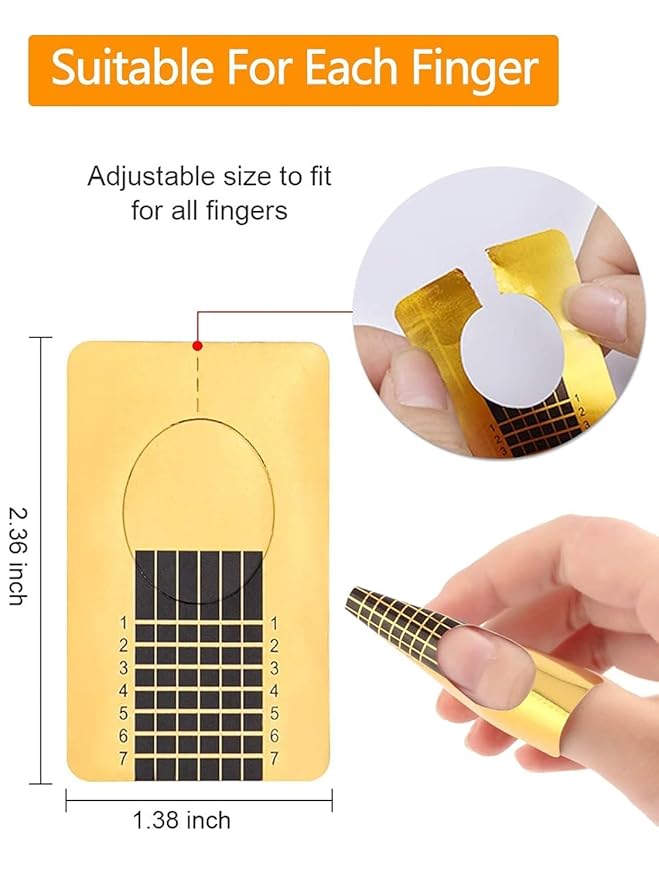 Yokilly Nail Forms for Acrylic, Polygel Tips Guide, Builder Gel - 100PCS Roll With Numbers Marked for Salon Former Stickers, Nail Art DIY