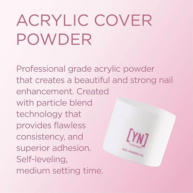Young Nails Acrylic Cover Powder, Rosebud, 45 Gram (Pack of 2)