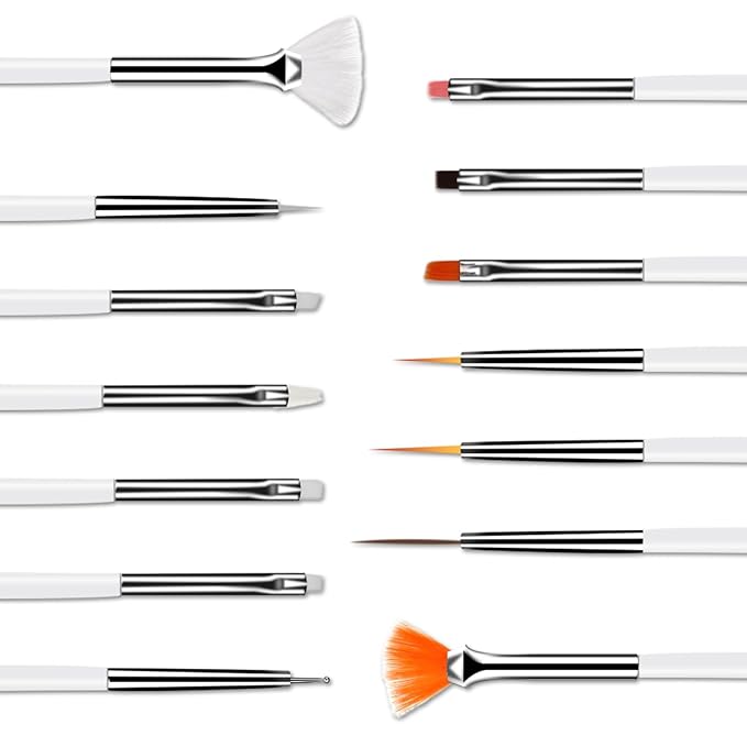 21 PCS Nail Art Brushes Nail Art Tool Set Resin Pallete Nails Pallet for Nails Design Brush Dotting Tools Painting Brushes Sculpture Pen Makeup Display Board for Home Salon