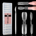 Dual-ended Short Nail Mold Kit, Square & Almond Shape, Embeddable Ultra-Thin Seamless Measured Nail Forms with Gel Scoop, 15 Sizes 75Pcs