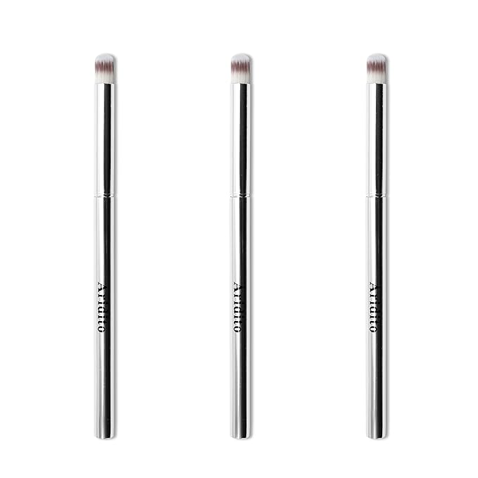 3PCS Nail Art Gradient Brushes - Silver Metal Handle, Soft Firm Bristles for Chrome/Mica Powder, Aura Nails & Eyelid Blending, No Shedding, Easy to Clean DIY Tool