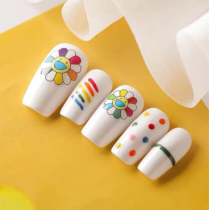 Dedyel Smile Nail Art Stickers Cute Nail Stickers Cartoon Nail Stickers 5D Embossed Smile Face Nail Stickers Kawaii Self-Adhesive Nail Stickers for Women Girls Kids Nail Art Decoration