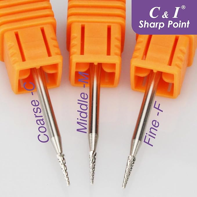C & I Nail Drill Sharp-Point Bit Efile of Electric Nail Drill Machine Nail Techs Tool for Preparation, Extension or Cuticle Care (Middle -M)