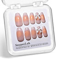 Handmade Ballerina French Tip press on nails with Cute Popular Charm Design for Women and Girls-24pcs(Cateye Butterfly)