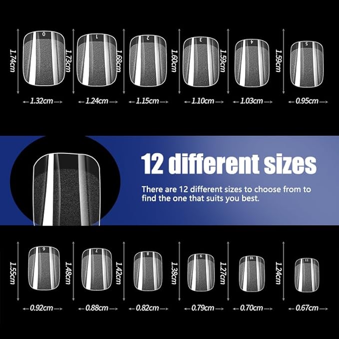 Extra Short Nail Tips Square Short 600pcs Clear Full Cover Soft Acrylic Press For Nail Kit Women Home DIY Fake Nails for Nail Extension 12 Size