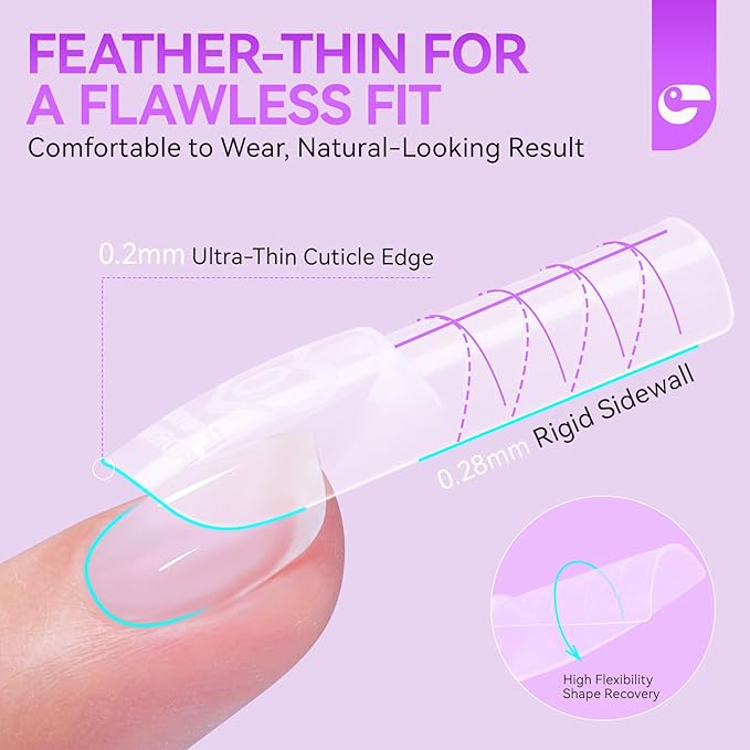 Gelike EC Dual Forms for Builder Gel: Square Space French Dual Nail Form Work with Polygel and Extension Gel - 15 Sizes 120PCS Reusable 20+ Times Clear 3D Acrylic Molds Kit with Straight Side C-curve