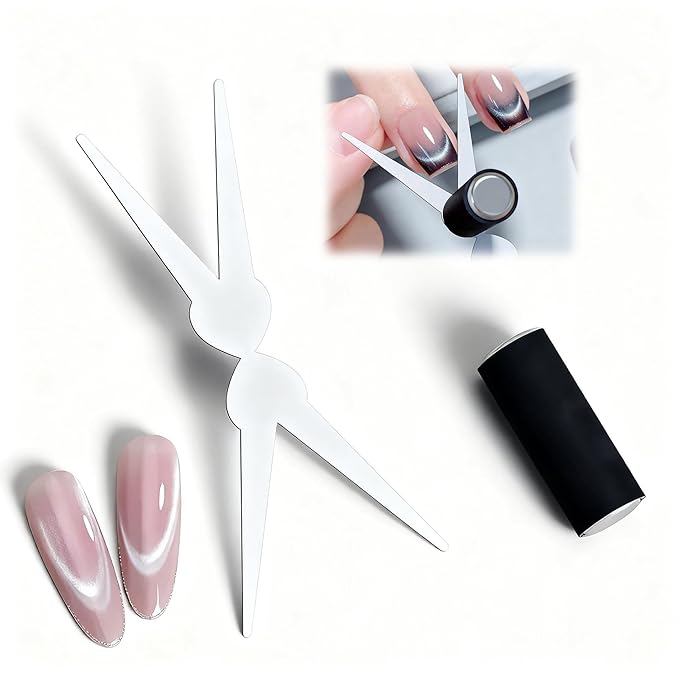 Cat Eye Nail Magnet Tool 2PCS Set, Scissor & French Tip Design for Cat Eye Gel Polish, Nail Art DIY Home Salon Kit