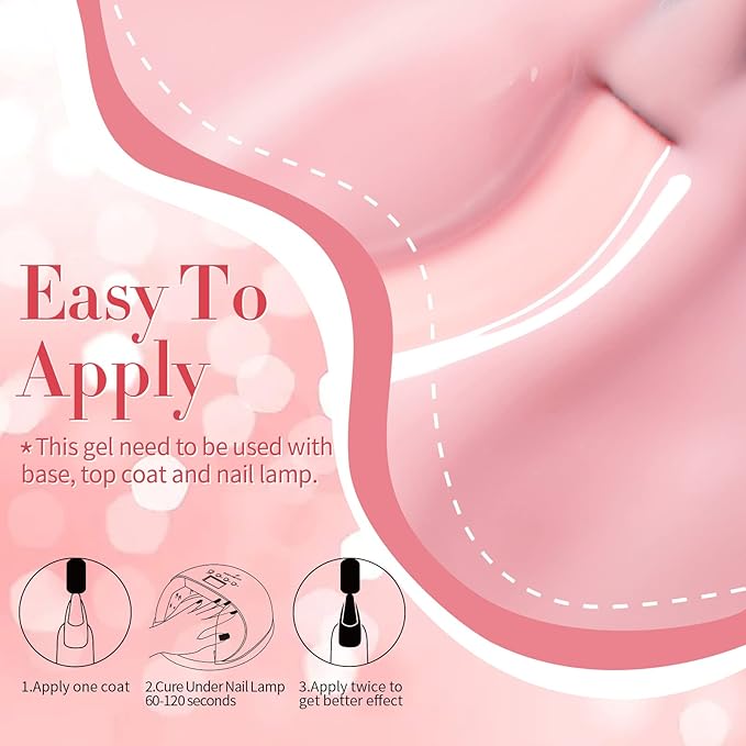 Born Pretty Jelly Gel Nail Polish Sheer Pink Gel Nail Polish Valentine's Day Crystal Transparent Milky Gel Polish Kit Nail Art Varnish Collection Gift Set 7ML 6PCS