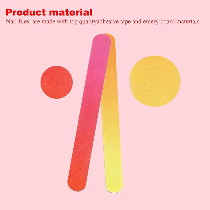24 Nail Files, Colored Emory Plate Nail Files Double Sided 180 Grains Professional Manicure Emory Plate Buffer Pedicure Tools Nail Shaping Polishing Files (Gradient Color, Count, 24, 100/180 Grit)