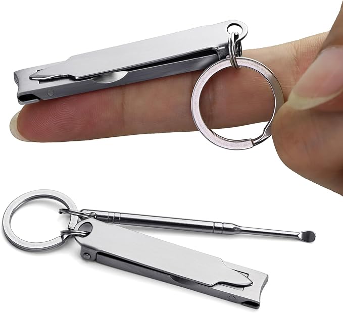 Mini Nail Clippers with File, Portable Ultra Thin Keychain Nail Clippers Set for Travel