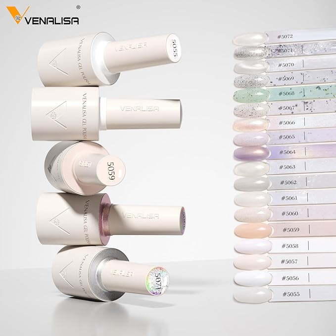 VENALISA V4 Gel Nail Polish Kit of 22 Pcs With Color Display Card Pink Nude White Glitter Cat Eye Gel Polish Set Soak Off Salon Nail Art DIY at Home Manicure