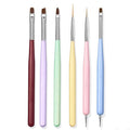 6PCS Nail Art Brushes Set, Nail Brushes for Nail Polish Nail Design Brush Gel Nail Brush for Nail Extension Nail Art Liner Brush Nail Dotting Pen Tool (N6 MKL)