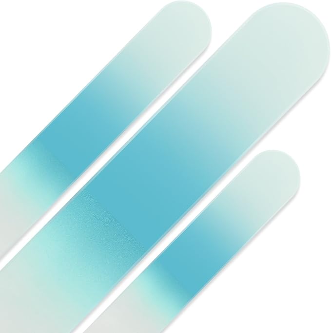 Glass Nail File - Mont Bleu Gift Set of 3 Crystal Nail Files in Pouch - Genuine Czech Tempered Glass - Handmade Gifts for Girlfriend - Premium Quality Professional Set of Nail Files for Women