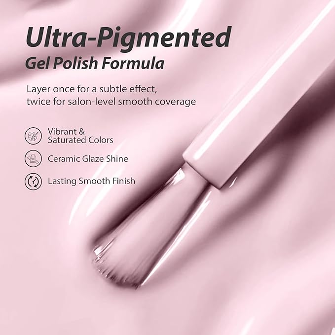 Makartt Ultra Pigmented Pink Gel Nail Polish 15ml One N'Done One-Coat Gel Polish Pink Soak Off High-Gloss Ceramic Shine, Salon-Grade UV Nail Art Manicure DIY Salon Home - Blush Talk