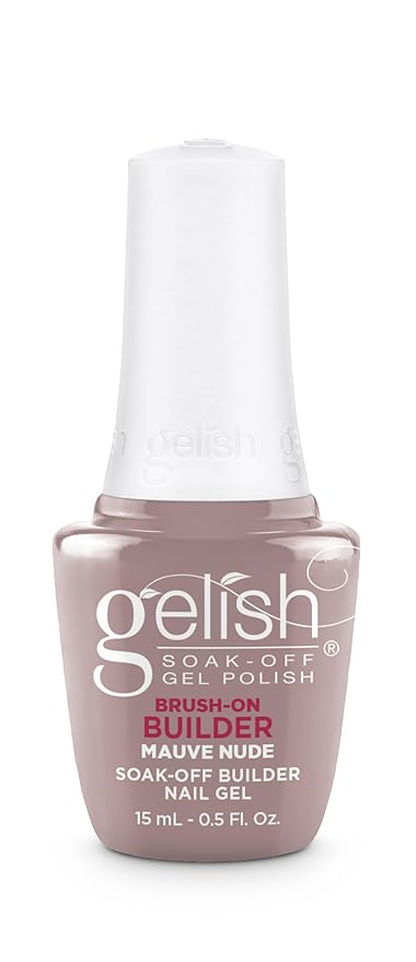 Gelish Brush-On Builder - Professional Soak-Off Gel Polish for Extensions, Overlays, Nail Art, Self-Leveling, HEMA-Free, Vegan, Long-Lasting, UV/LED Cured (Mauve Nude)