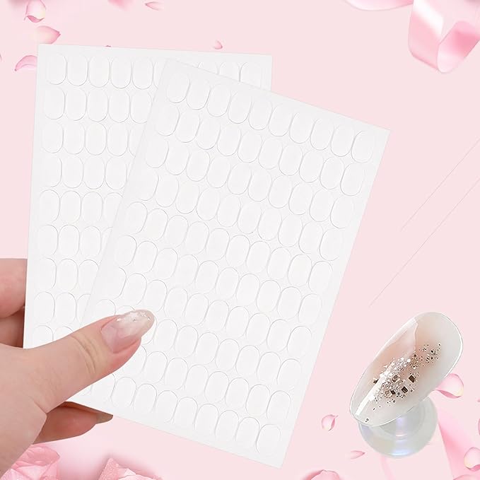 600 Pcs Double Sided Adhesive Nail Sticky Tabs, Clear Sticky Tabs for Nails, Pre-Cut Press On Nails Sticky Tabs for Nail Art Display Practice Holder and Color Chart Display Book