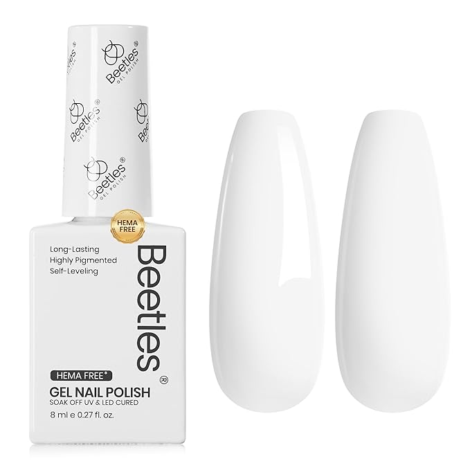 Beetles White Gel Polish - Hema-Free French Gel Nail Polish High Gloss Spring Colors Soak Off Pure White Rhythm Nail Polish Nail Art Manicure Salon White Color Bottle