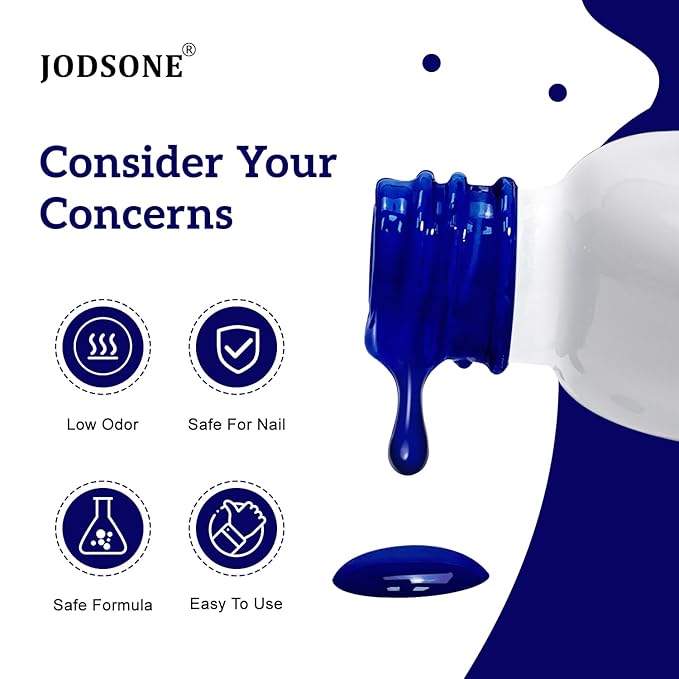 JODSONE 16.5ml Dark Blue Gel Nail Polish Bright Dark Blue Gel Polish Nail Manicure Salon DIY at Home High Gloss Soak Off U V