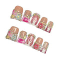 10pcs Handmade Press on Nails for Women - Medium Duck Curve 3D Thick Acrylic Fake Nails Reusable,Designer Floral Butterfly Rhinestones Bling Boho Funky Y2k Nail-art Set,M,pink lips