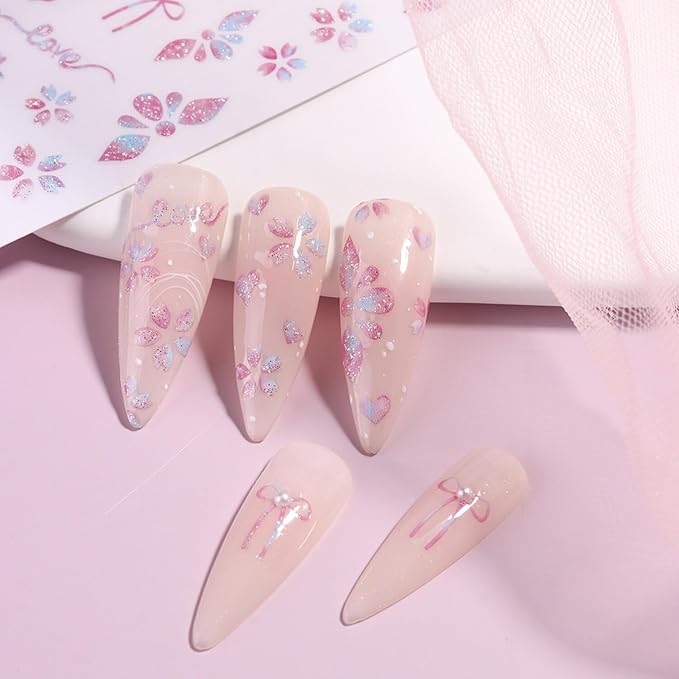 Stickers para Uñas Nail Stickers Self-Adhesive Sticker para Uñas Colorful 3D Flower Calcomanías Floral Nail Stickers Art Design Accessories Hight Quality 7 Sheets