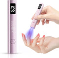 AIRSEE Cordless Mini Nail Lamp,Handheld UV Light with LCD Display for Gel Nails,Rechargeable USB Nail Dryer for Fast Cure,Rhinestone Glue Decoration,Gel Nail Strips at Home,Travel(Pink)