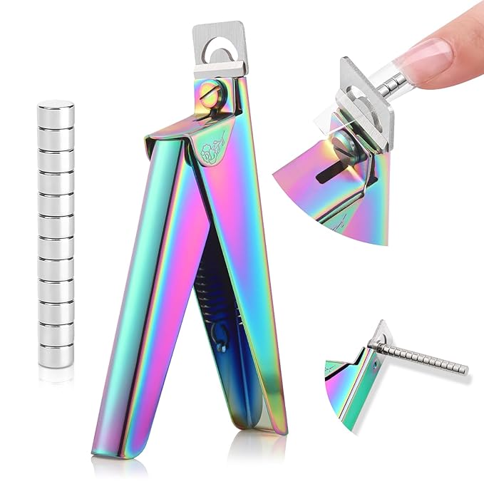 Saviland Acrylic Nail Cutters for Nail Tips: Chameleon Acrylic Nails Clipper with Sizer Magnets Nail Cutter 15PCS Sharp Nail Tech Supplies Nail Trimmer Manicure Tool Nail Accessories Women Salon Home