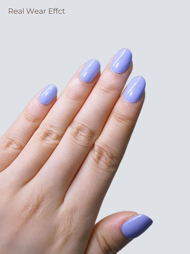 Semi Cured Gel Nail Strips - UV Light Gel Nail Stickers - 20 Long Lasting Salon Quality Wraps (Powder Blue)