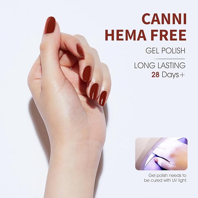 CANNI Red Gel Nail Polish, 1Pcs Red Gel Polish Color Nail Polish High Gloss Soak Off U V Nail Manicure Salon DIY