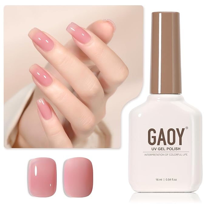 GAOY Sheer Maroon Gel Nail Polish, 16ml Jelly Pink Burgundy Translucent Color 1354 UV Light Cure Gel Polish for Nail Art DIY Manicure and Pedicure at Home