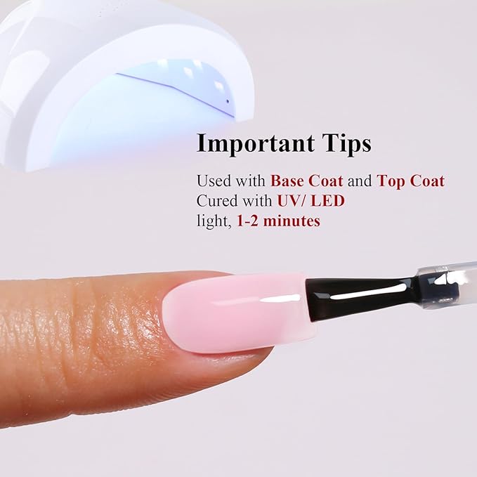 Jelly Gel Polish, Neutral Nude Jelly Nail Gel Polish Translucent Spring Summer Sheer Soak off UV LED for Nail Art DIY Manicure 0.5 Fl Oz
