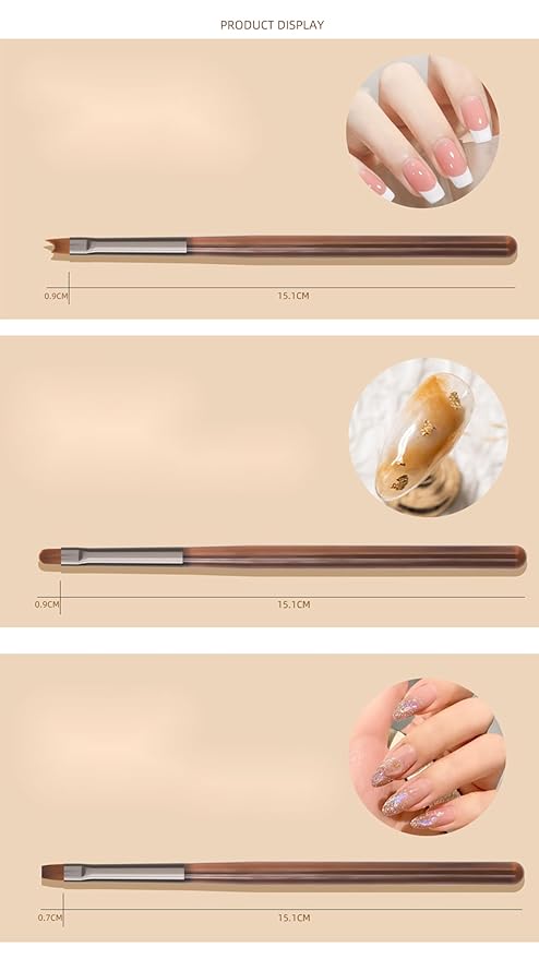 Nail Art Brushes Set, 9pcs Nail Design Painting Brushes, Professional Nail Art Design Brushes, Nail Fine Liner Brushes,Brown