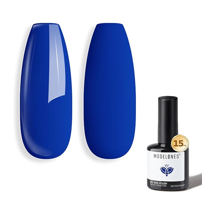 modelones Blue Gel Nail Polis Paulina Lapis Cobalt Blue Color 4th of July Gel Polish Soak Off UV LED Nail Art Manicure 15 ML